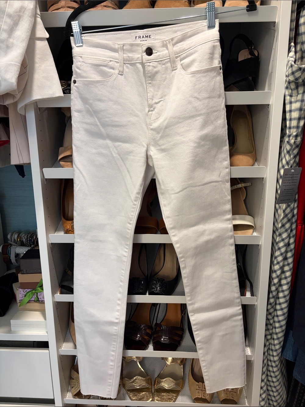 Frame Denim White Skinny High-Rise Jeans